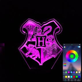 Акриловий світильник-нічник керування з телефона Hogwarts School tty-n002080