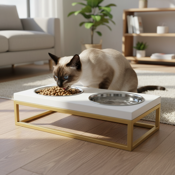 Миски на подставке для маленьких собак и котов Hollky Base S (2 × 0,45 л) BS-36187-GLWH | Зображення 1