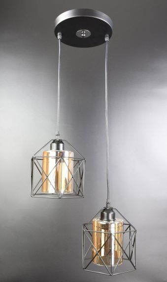 Люстра підвісна LOFT на 2 лампочки 25975 Чорний 30-95х36х36 см.