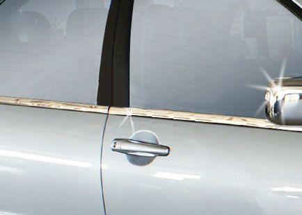 Зовнішня окантовка стекол (4 шт, нерж) Carmos - Турецька сталь для Mitsubishi Lancer 9 2004-2008 рр | Зображення 1