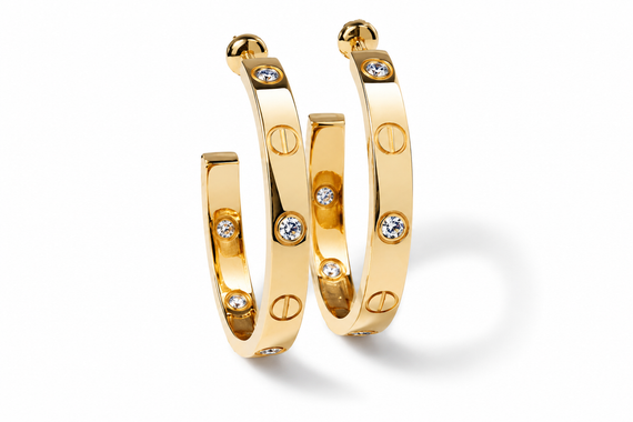 Серьги из желтого золота  с муассанитами S-0409 | Зображення 1