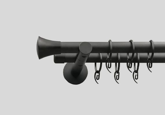 Чорний матовий Карниз для штор металевий, дворядний 19 мм (комплект) Прінц кронштейн циліндр 300см.