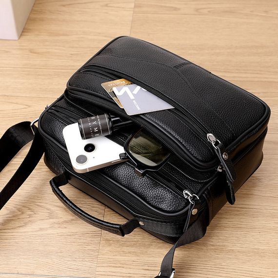 Чоловіча сумка-барсетка з ручкою шкіряна з ременем через плече чорна BEXHILL BX-14440B | Зображення 5