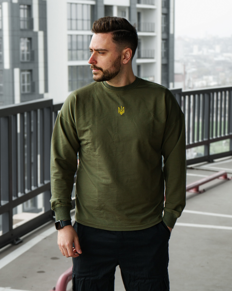 Світшот Тризуб двонитка хакі S M | Зображення 3