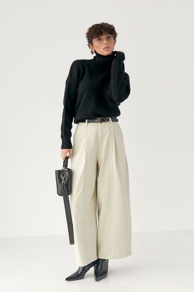 В'язаний теплий базовий гольф - чорний цвет, ONE SIZE (є розміри) | Зображення 2