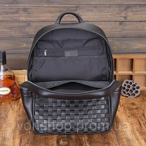 Рюкзак мужской кожаный 30х41х15, городской наплечник для ноутбука и документов Tiding Bag 63989 черный | Зображення 4