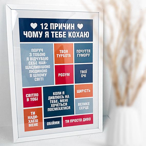 Постер в рамці причин чому я тебе кохаю 21х30см, A4 (WMT4_19L015_UKR)