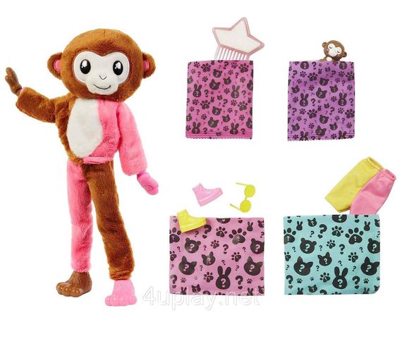 Лялька-сюрприз Barbie Cutie Reveal Monkey Plush Барбі в костюмі, Мавпочка Милашка проявляшка, мартишка Оригінал | Зображення 1