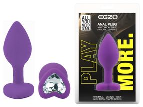 Силиконовая анальная пробка EGZO - Silicone Violet Heart Plug Clear, size S Sex Aura