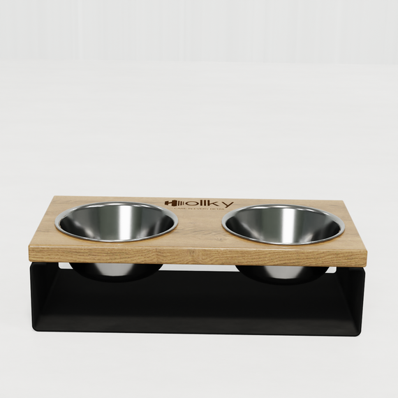 Миски на подставке из цельного металлического листа для собак и котов Hollky SteelWood S (2 × 0,45 л) SWS-36188-BLNT | Зображення 6