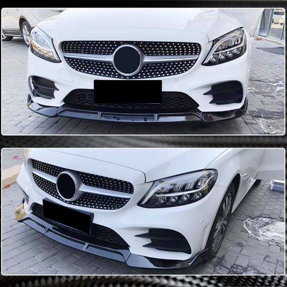 Накладка на передній бампер Lip (для AMG-Line, Карбон) для Mercedes C-class W206 2022- рр | Зображення 2