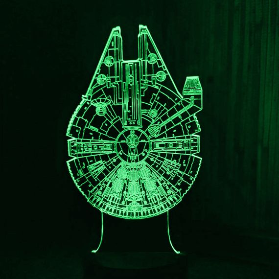 Акриловий світильник-нічник Тисячолітній Сокіл (Millennium Falcon) зелений tty-n000723
