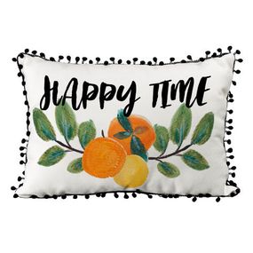 Подушка из мешковины с помпонами Happy time 45x32 см (43PHBP_23NG003)