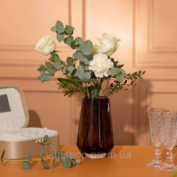 Ваза для квітів скляна 22 см скляна з кольорового скла 1.7 л Коричнева HP-10-26 | Зображення 1