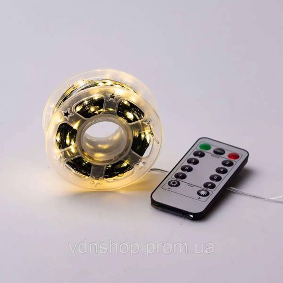 Гірлянда роса на пульті 50 метрів на 500 led світлодіодів крапля на зеленому дроті жовта 500L50MGY | Зображення 7