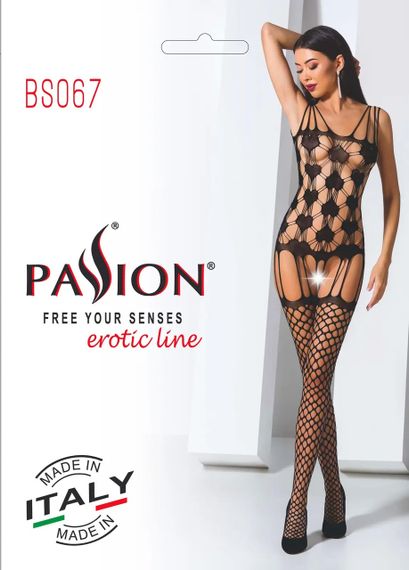 Комбінезон імітація корсета з панчохами Passion BS067 black Sex Aura | Зображення 4