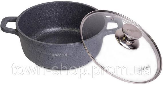 Кастрюля Kamille Landes Grey 6.5л с литыми алюминиевыми ручками KM-4426 | Зображення 1