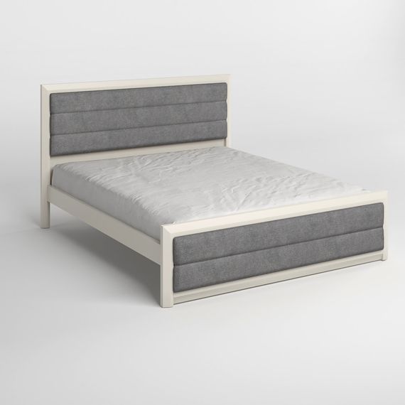 Двоспальне дерев'яне ліжко Mebigrand Барселона Б5 Айворі (S0505Y30R)/Аляска 93 (Сірий) 180х190 см (MBG-14242) | Зображення 1