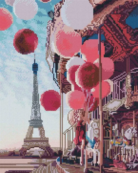 Алмазная мозаика Воздушные шарики и Париж 40х50 см ColorArt SP082 | Зображення 1