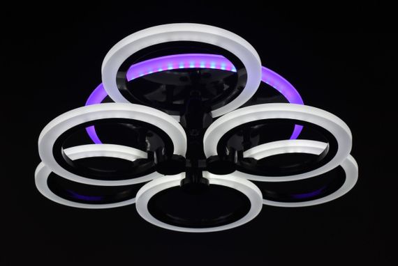 Люстра світлодіодна стельова LED світильник для квартири на стелю лед з пультом 26118 Чорний 11х47х47 см. | Зображення 8