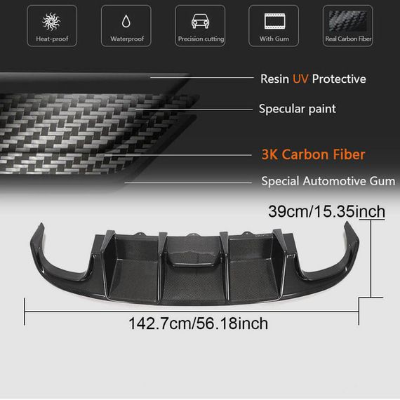 Дифузор заднього бампера V2 (для S4 2009-2012, Карбон) для Ауди A4 B8 рр | Зображення 2