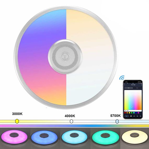 Стельовий RGB світильник (38см) з Bluetooth колонкою та пультом, 60W / Світлодіодна люстра | Зображення 2