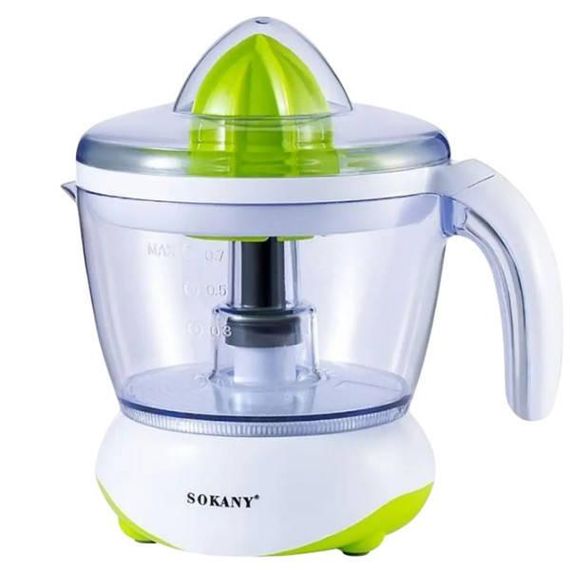 Соковыжималка электрическая для цитрусовых с чашей 45Вт  SOKANY WK-725 Белая с салатовым