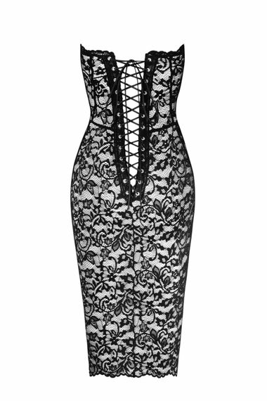 Сукня Noir Handmade F301 Catalyst, XXL, black, міді, мереживо, відкриті плечі, шнурівка на спині | Зображення 5