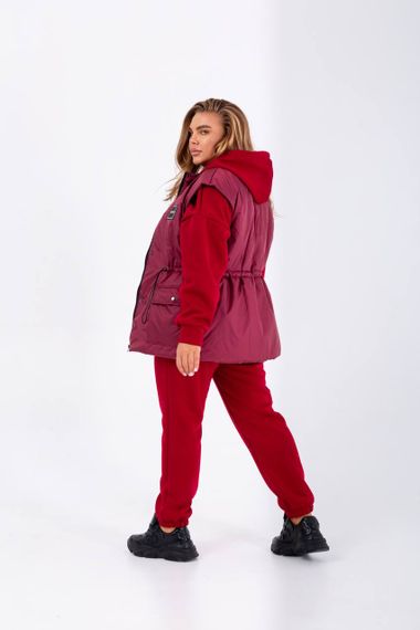 Женский очень теплый спортивный костюм тройка с жилетом NB23027 цвет красный, размер 42/44 | Зображення 6