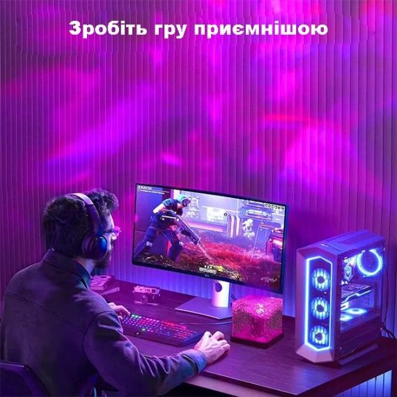 Ночник проектор КУБ с проекцией воды Настольная RGB лампа с эффектом водяной волны | Зображення 8