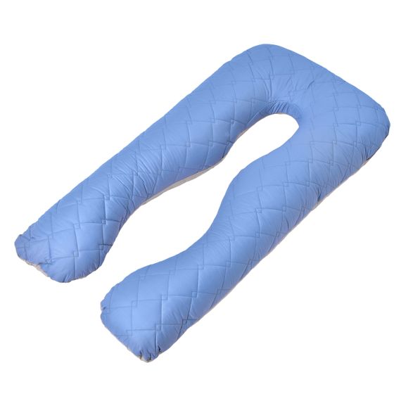 Подушка для сну та відпочинку, для вагітних П-форми IDEIA 140х75х20 см зі стьобаним чохлом на блискавці джинс/св. сірий | Зображення 3