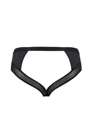 Чоловічі труси з ланцюжком Passion 030 SLIP TOM S/M Black, екошкіра, відкриті сідниці Sex Aura | Зображення 3