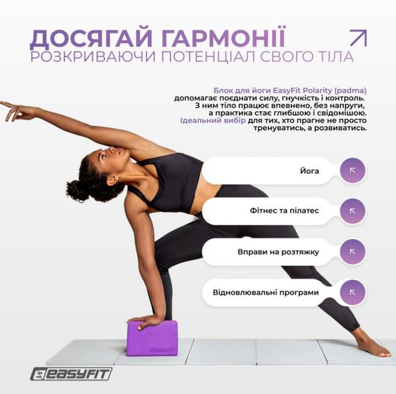 Блок для йоги EasyFit Polarity рadma (EF-1821-VP) | Зображення 1