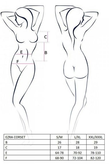 Корсет з декольте Passion ERZA CORSET XXL/XXXL, black, пажі, трусики, напівпрозорий Sex Aura | Зображення 2