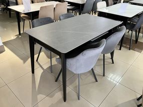 Раскладной керамический стол Berlin ceramic 140-180×80 см, выбор цвета столешницы стільниця сірий мат/чорний каркас