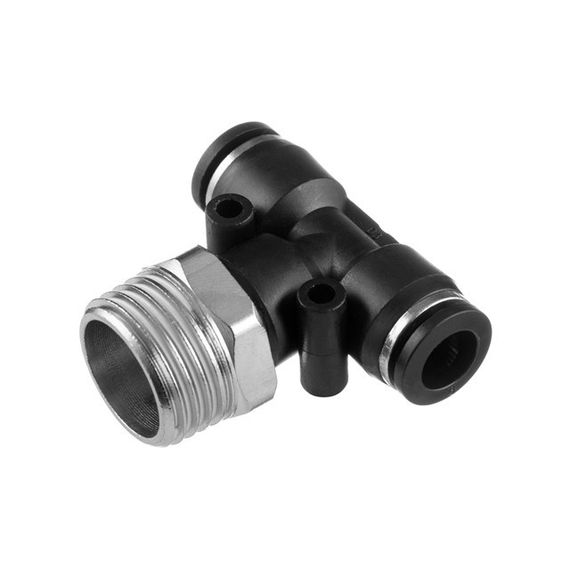 Цангове з'єднання Т-подібне для поліуретанових та ін. шлангів 8*8 мм, 1/2" зовн. різьба INTERTOOL PT-2362