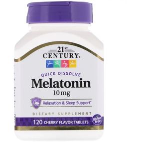 Мелатонін для сну 21st Century Melatonin, Quick Dissolve 10 mg 120 Tabs Cherry Flavor CEN-27503
