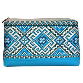 Косметичка дорожня жіноча Lovely Украинский голубой орнамент 26x15x8 см