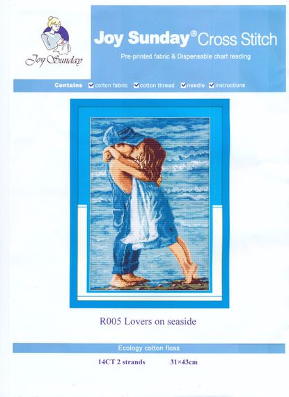 Набір для вишивання за нанесеною на канву схемою "Lovers on seaside". AIDA 14CT printed, 31*43 см | Зображення 1