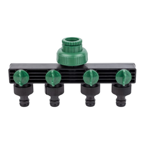 Кран розподільний 1/2" 4-и виходи в/р 1/2"*3/4" з адаптерами Grad