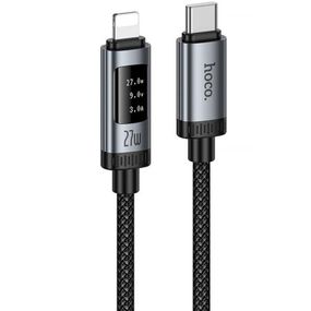 Дата кабель Hoco U148 Lord with display Type-C to Lightning 27W (1.2m) Black