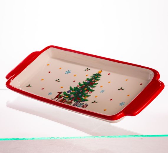 Блюдо сервірувальне новорічне для закусок 39×15×2 (см) з порцеляни CR-1-1 | Зображення 1