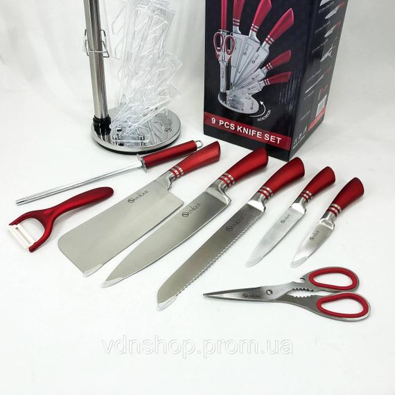 Хороші кухонні ножі для побутового використання UNIQUE UN-1832 9 шт, Сталеві кухонні ножі MJ-95 | Зображення 2