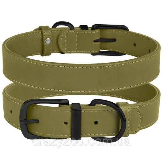 Ошейник для собак BronzeDog Premium кожаный оливковый 2.5х30-39 см 42045/T