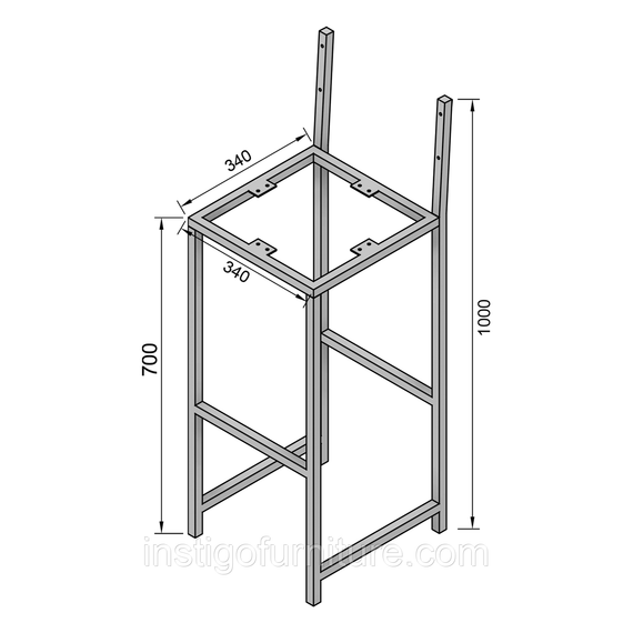 Каркас для барного стільця з металу 340×340mm, H=1000mm | Зображення 4