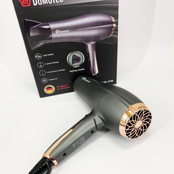 Портативный фен для укладки волос Domotec, Фен электрический с насадками для разных типов волос FT-79 | Зображення 1