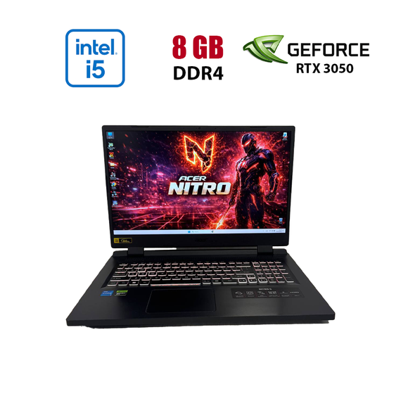 Ігровий ноутбук Б-клас Acer Nitro 5 AN517-55 / 17.3" (1920x1080) IPS / Intel Core i5-12450H (8 (12) ядер по 3.3 - 4.4 GHz) / 8 GB DDR4 / 512 GB SSD / nVidia GeForce RTX 3050, 4 GB GDDR5, 128-bit / WebCam б/в