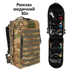 Польовий рюкзак укладання для бойового парамедика Мультикам для надання невідкладної допомоги
