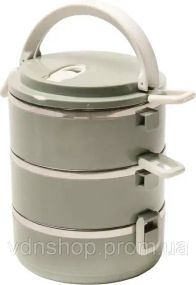 Ланч-бокс Supretto трисекційний круглий із нержавіючої сталі 1500 мл