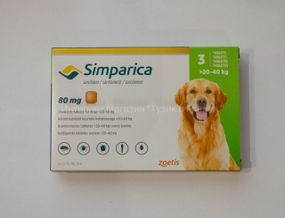 Таблетки Zoetis Simparica для собак массой 20-40 кг | жевательные таблетки от блох и клещей Симпарика - 3 шт